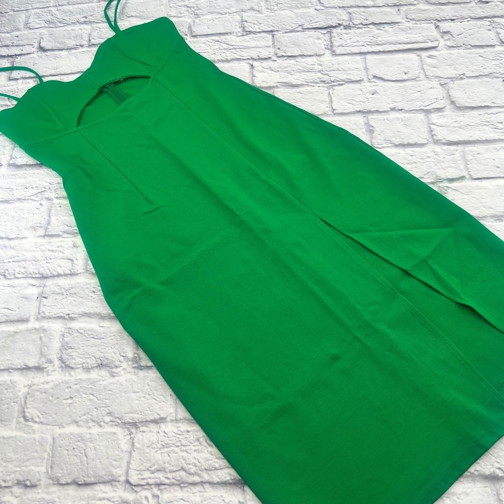 Olia Womens Green Midi Fitted Cutout Dress Sweetheart Neckline Large NWT Evening